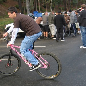 skippithy on the pink bike