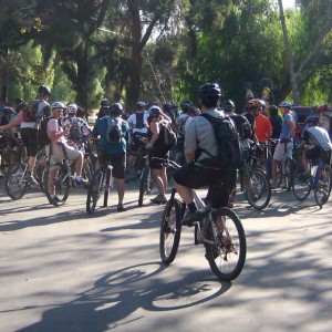 The mass of riders
